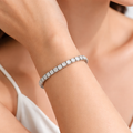 Bracelet femme en argent sterling 925 avec chaîne zircon 4 mm et longueur 17,5 cm
