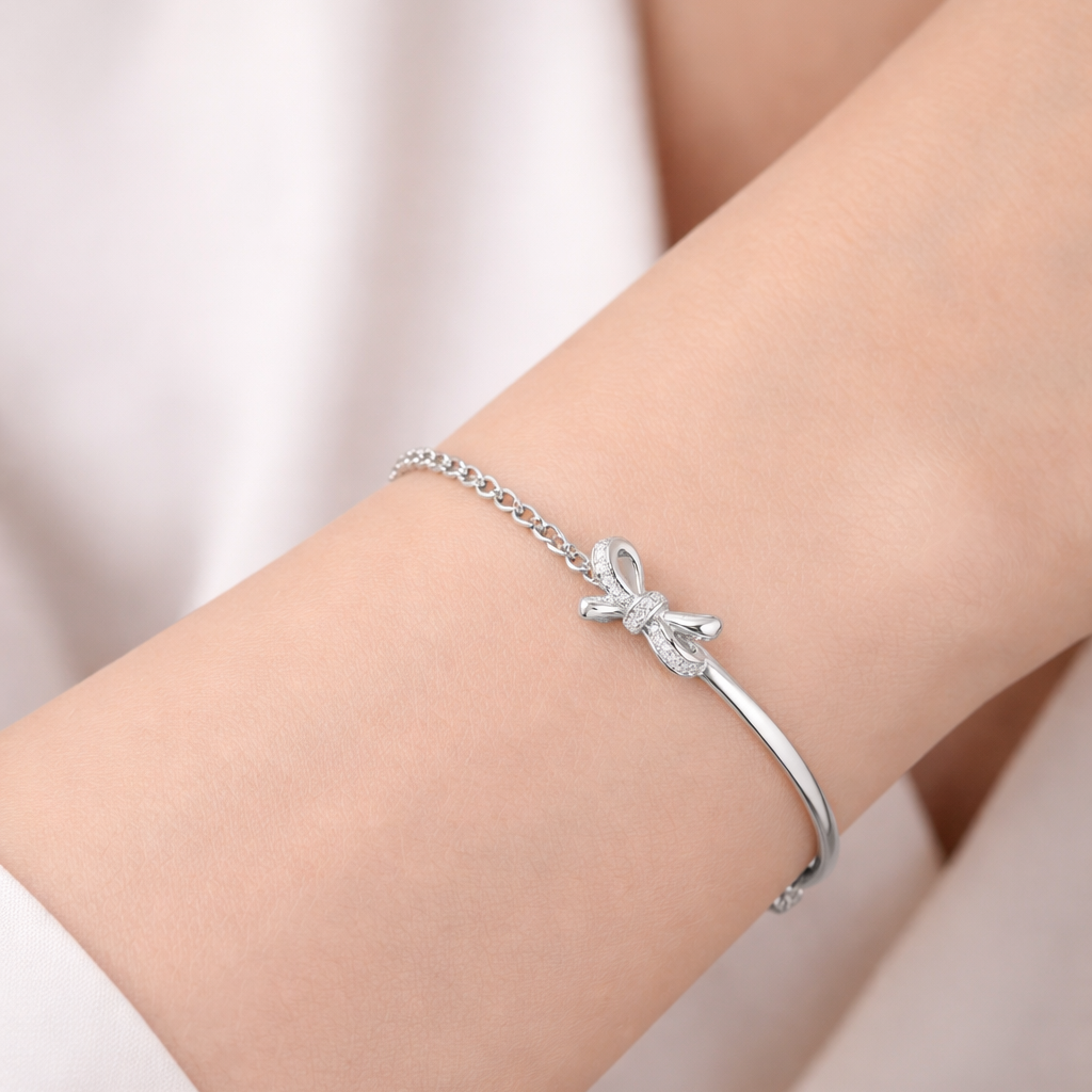 Bracelet femme argent 925 nœud demi-cercle S925