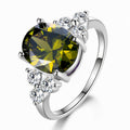 Bague Éclat Ovale ARGENTEA – Argent 925 avec Zircon Blanc ou Vert Olive