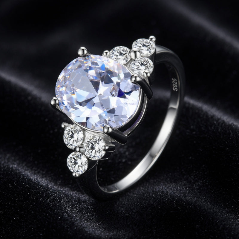 Bague Éclat Ovale ARGENTEA – Argent 925 avec Zircon Blanc ou Vert Olive