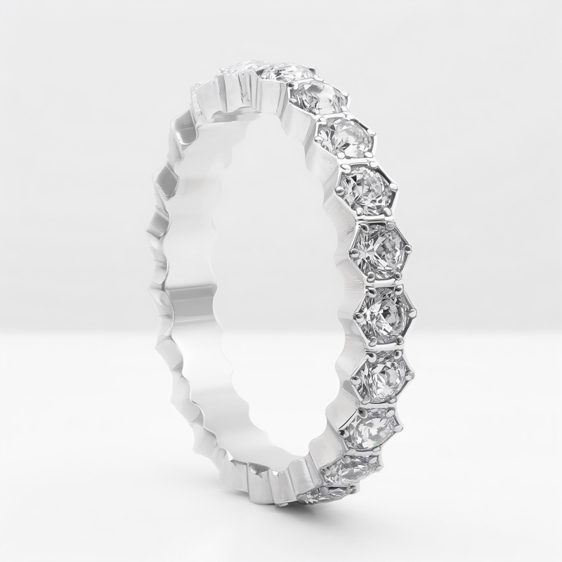 Bague Zircon Cubique Blanc – Design Géométrique Moderne