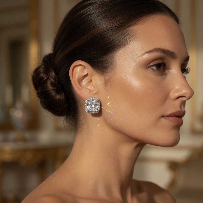 Boucles Douce Lumière ARGENTEA – Zircon Carré Blanc ou Rose