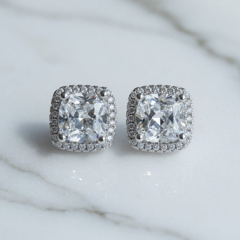 Boucles Douce Lumière ARGENTEA – Zircon Carré Blanc ou Rose