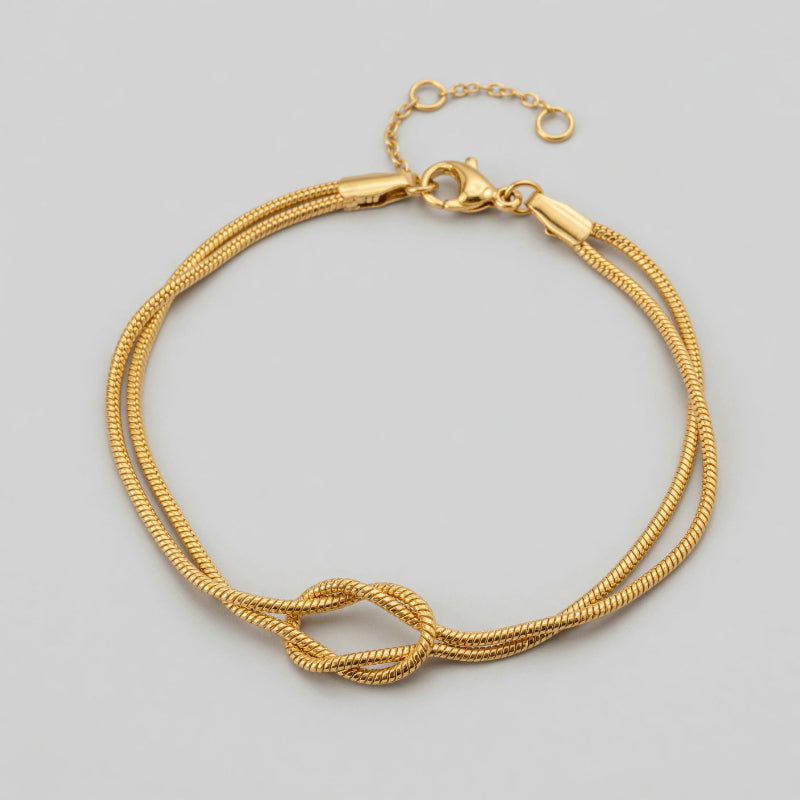 Bracelet Couple Matching Nœud – Bijoux Assortis Doré & Argenté