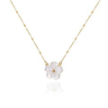Collier Pendentif Fleur Nacrée Acier Inoxydable Doré - Bijou Floral Femme