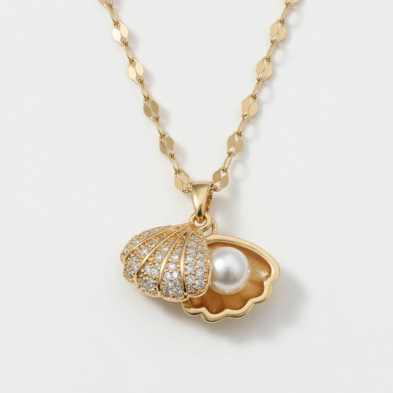 Collier Coquillage Perle Doré – Cadeau Fête des Mères