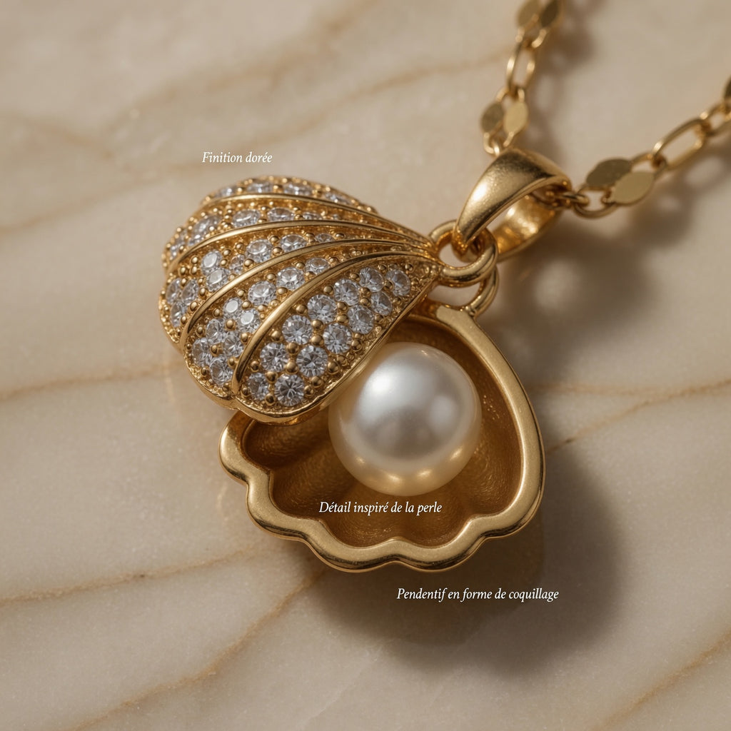 Collier Coquillage Perle Doré – Cadeau Fête des Mères