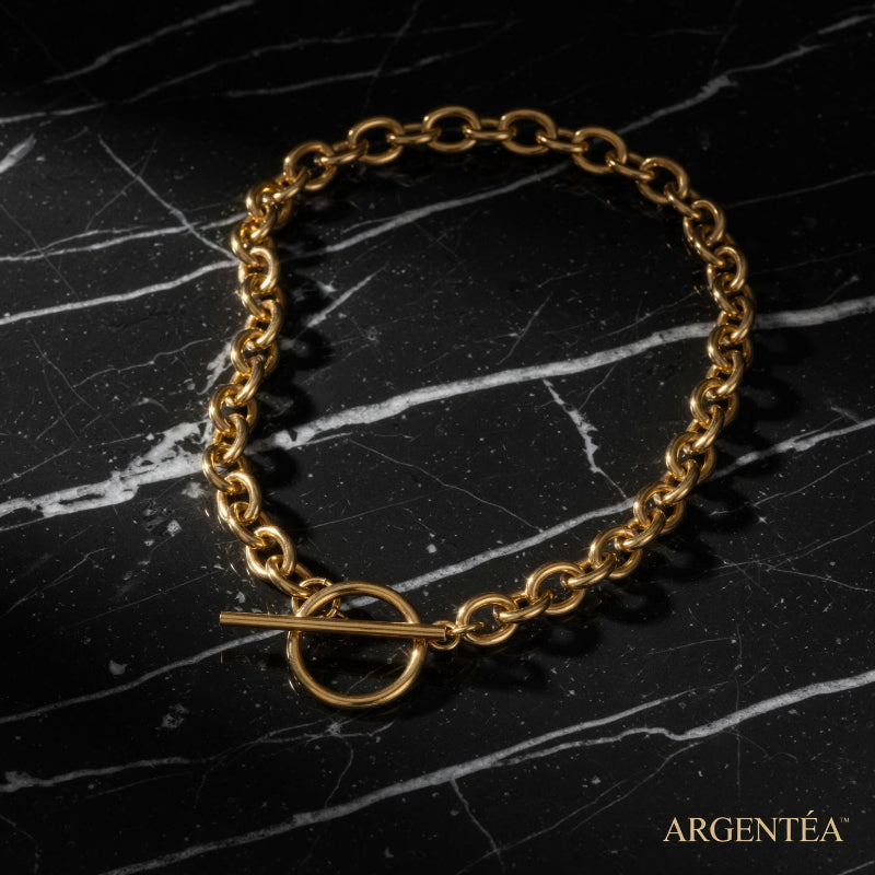 Collier Lien Précieux ARGENTEA – Chaîne Chunky Dorée ou Argentée