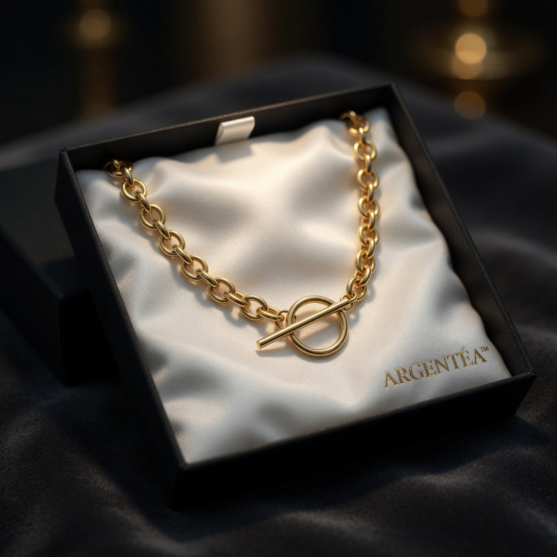 Collier Lien Précieux ARGENTEA – Chaîne Chunky Dorée ou Argentée