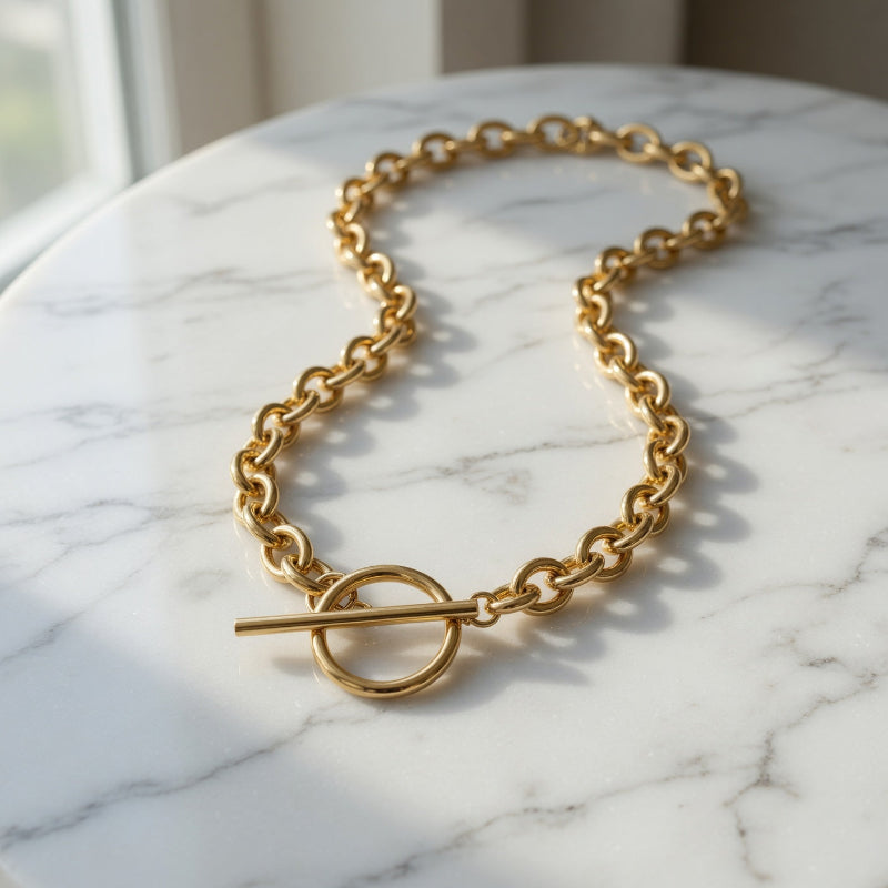 Collier Lien Précieux ARGENTEA – Chaîne Chunky Dorée ou Argentée
