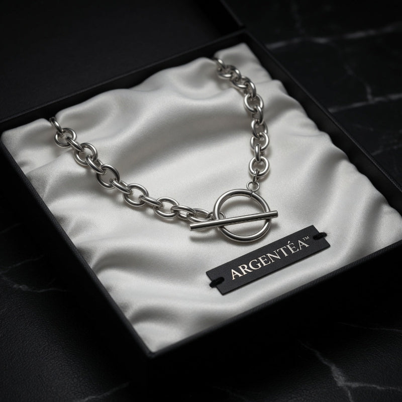 Collier Lien Précieux ARGENTEA – Chaîne Chunky Dorée ou Argentée