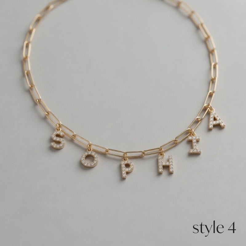 Collier personnalisé avec initiales pour femme - Pendentif lettre