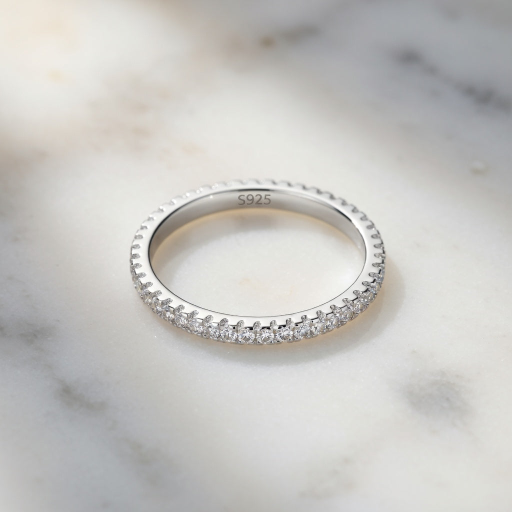 Bague Fine Pavée S925 Argentée