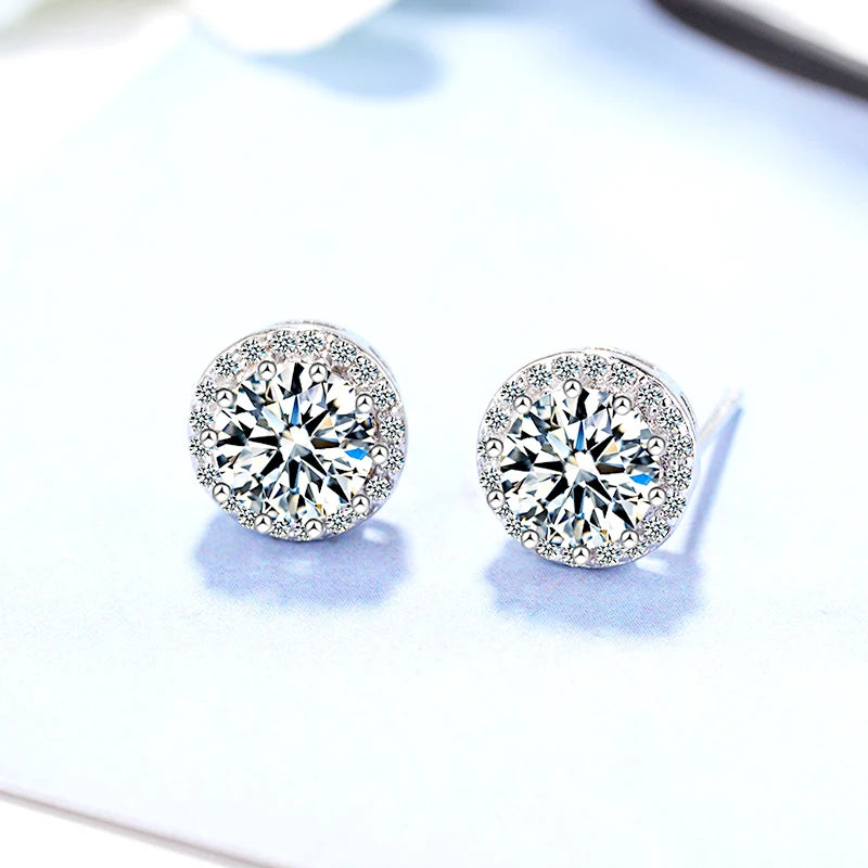 Puces d’oreilles femme argent 925 zircon AAA rond 10 mm