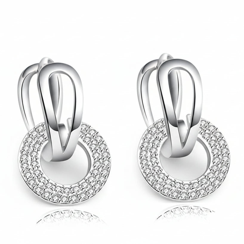 Créoles pendantes femme argent 925 zircon AAA rond