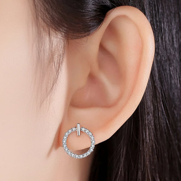 Puces d’oreilles femme argent 925 rond zircon rock