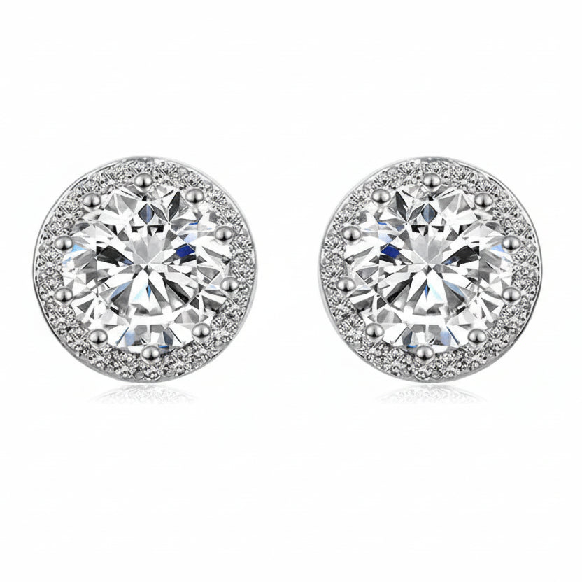 Puces d’oreilles femme argent 925 zircon AAA rond 10 mm
