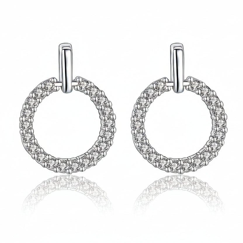 Puces d’oreilles femme argent 925 rond zircon rock
