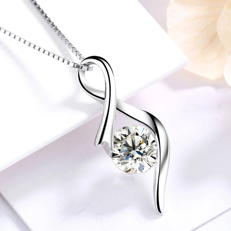 Collier femme argent 925 pendentif ruban zircon design musical