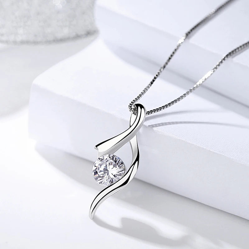 Collier femme argent 925 pendentif ruban zircon design musical