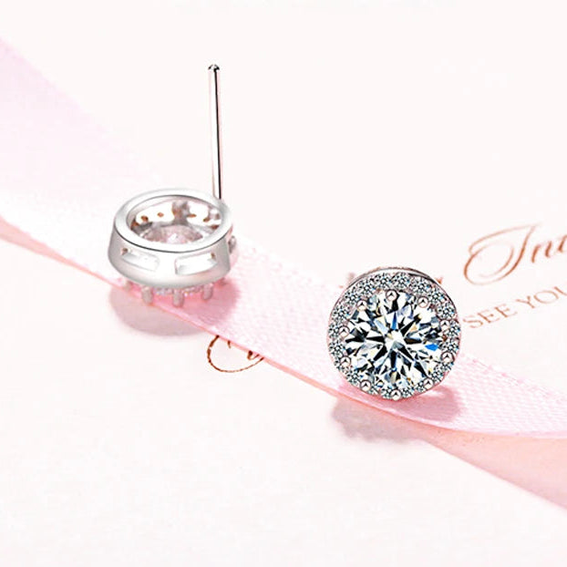 Puces d’oreilles femme argent 925 zircon AAA rond 10 mm