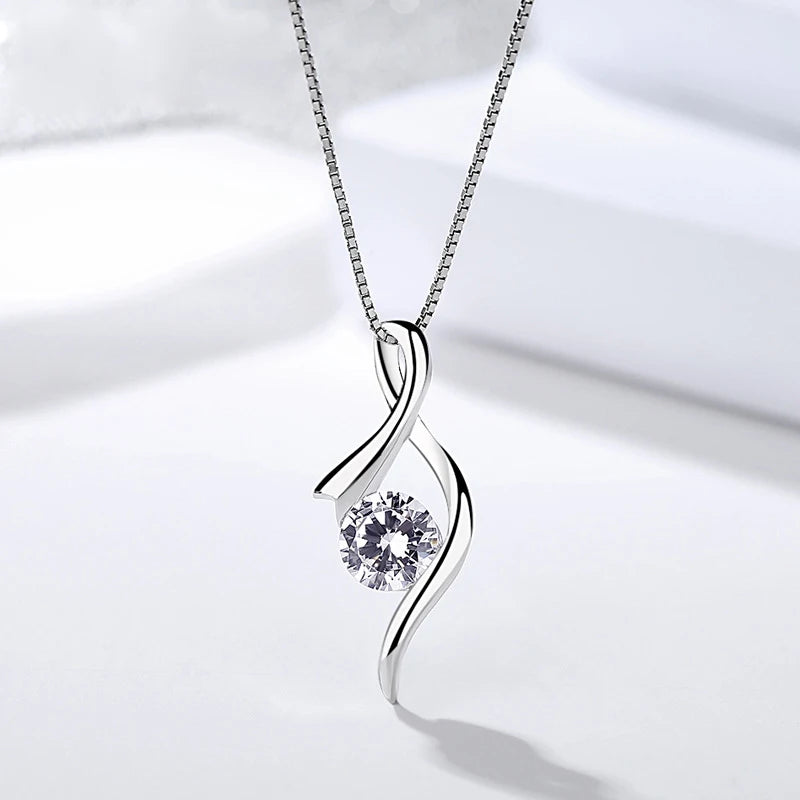 Collier femme argent 925 pendentif ruban zircon design musical