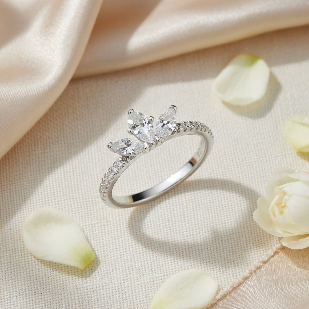 Bague Feuilles Marquise 925 Argentée