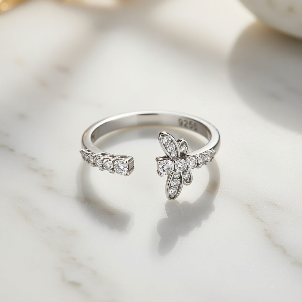 Bague Libellule Ouverte 925 Argentée