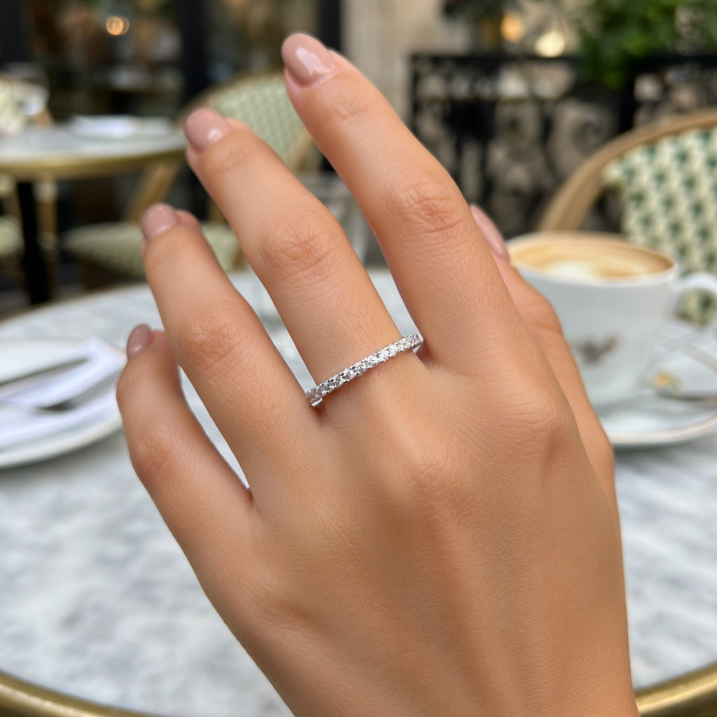 Bague Fine Pavée S925 Argentée