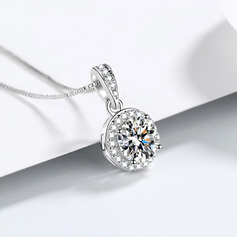 Collier femme argent 925 pendentif rond zircon AAA