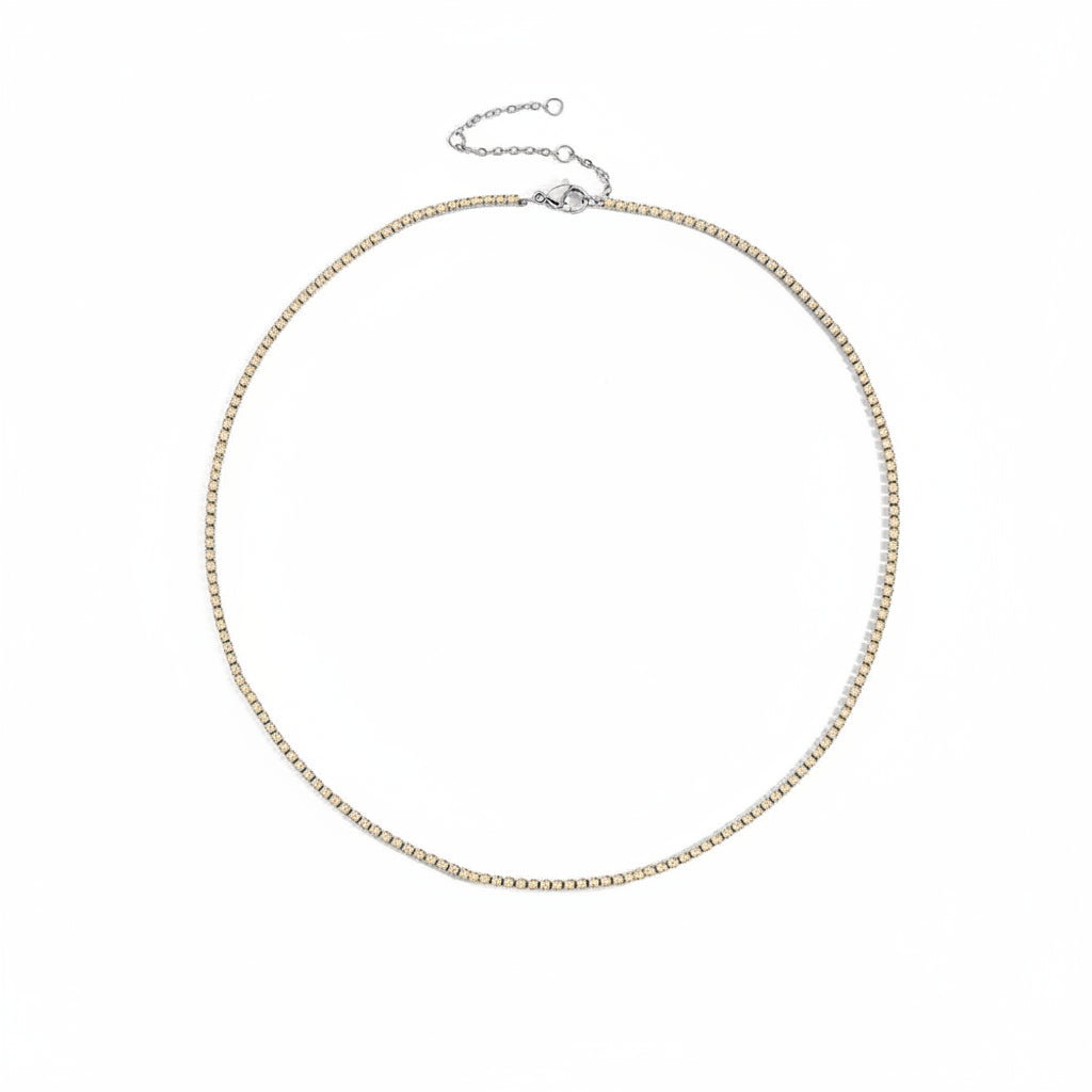 Collier Cristal Doré en Acier Inoxydable | Argentéa