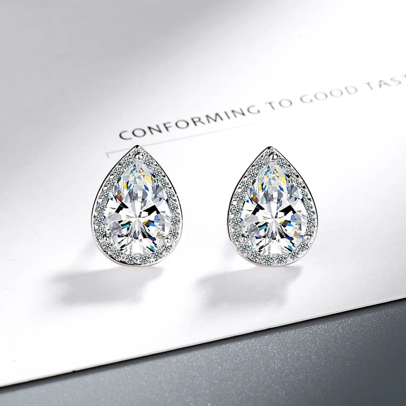 Puces d’oreilles femme argent 925 goutte d’eau zircon Angel Tears