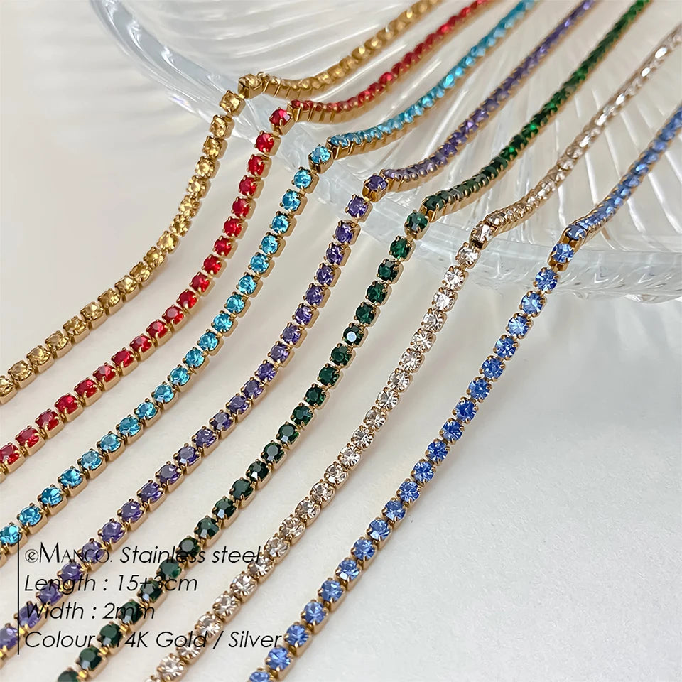 Bracelet Doré en Acier Inoxydable avec Zircone Coloré | Argentéa