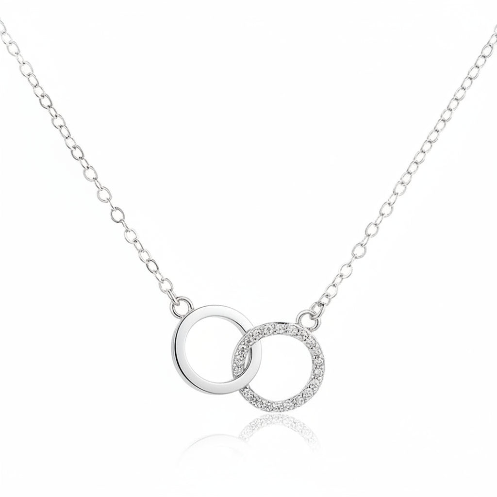 Collier femme argent 925 pendentif rond et carré géométrique