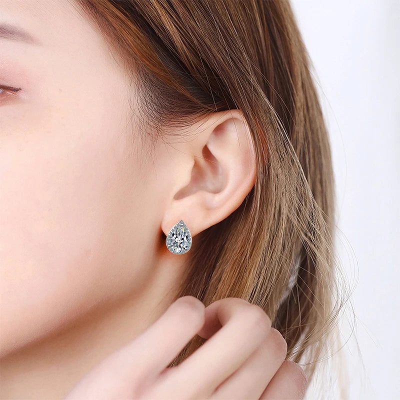 Puces d’oreilles femme argent 925 goutte d’eau zircon Angel Tears