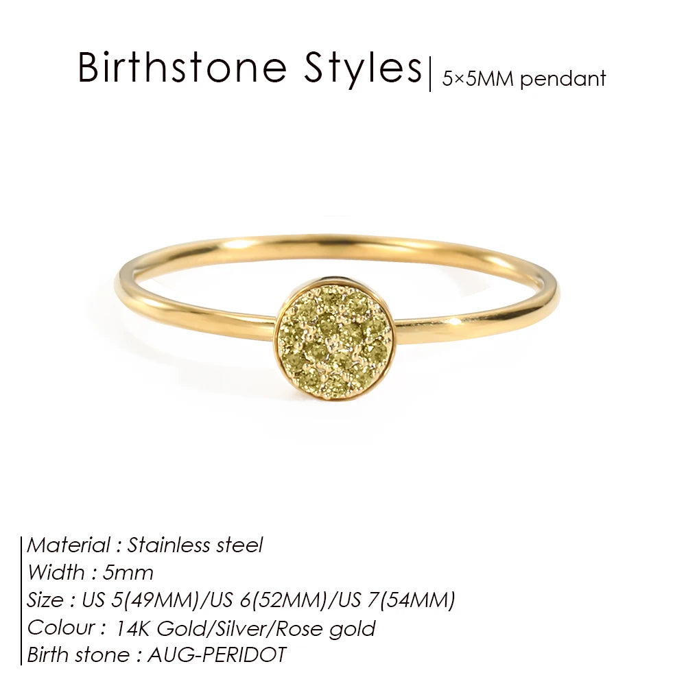 Bague Pierre de Naissance en Zircone Dorée en Acier Inoxydable | Bijou Personnalisé Femme | Argentéa