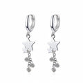 Créoles pendantes femme argent 925 double étoile zircon pampilles chaîne
