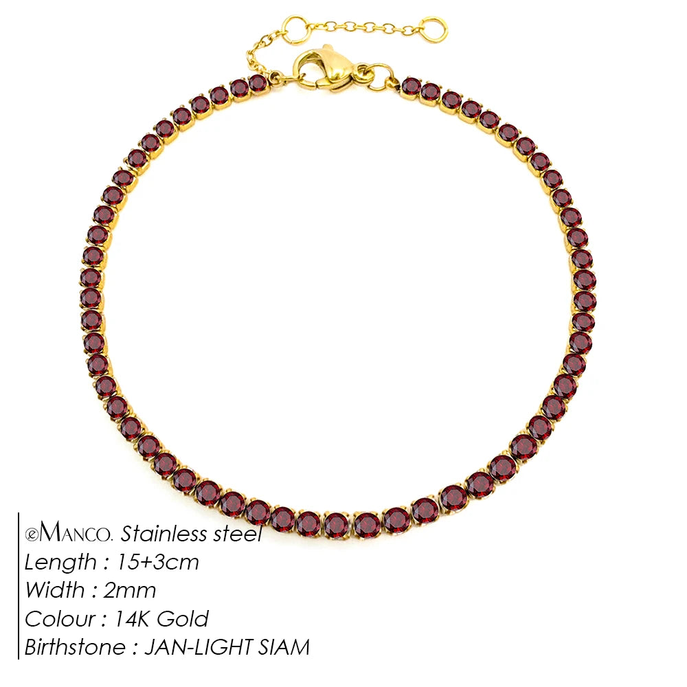 Bracelet Doré en Acier Inoxydable avec Zircone Coloré | Argentéa