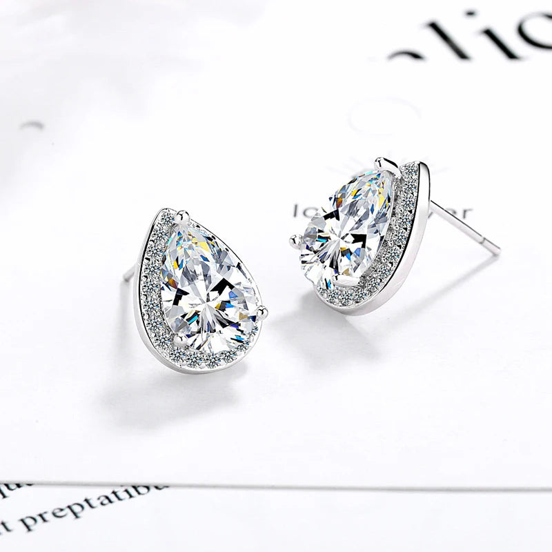 Puces d’oreilles femme argent 925 goutte d’eau zircon Angel Tears