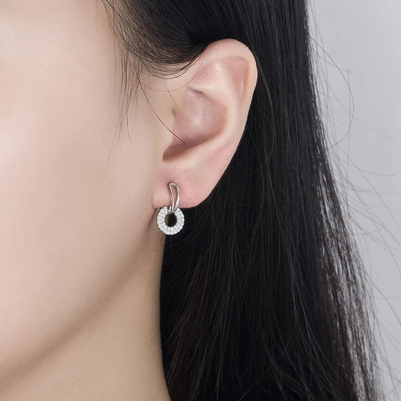 Créoles pendantes femme argent 925 zircon AAA rond