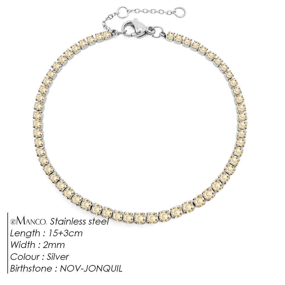 Bracelet Doré en Acier Inoxydable avec Zircone Coloré | Argentéa