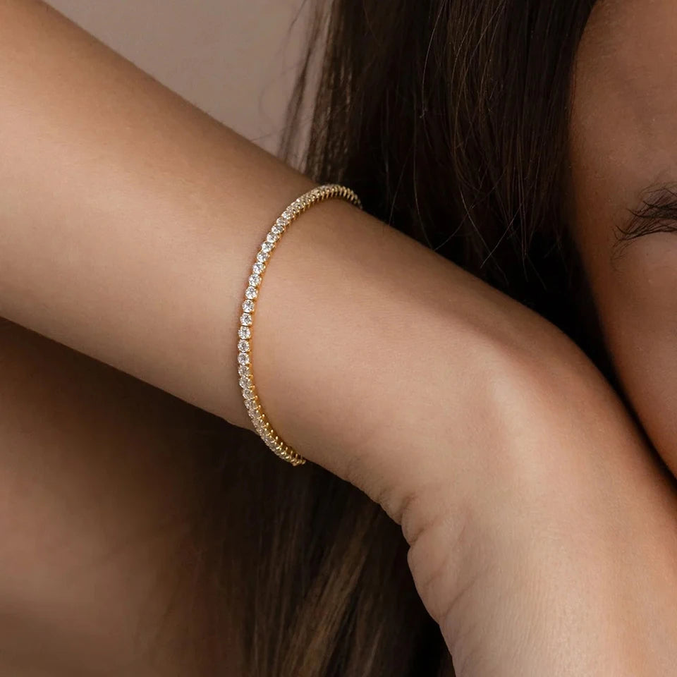 Bracelet Doré en Acier Inoxydable avec Zircone Coloré | Argentéa