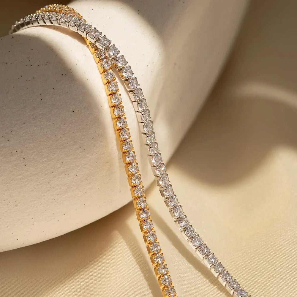 Bracelet Doré en Acier Inoxydable avec Zircone Coloré | Argentéa