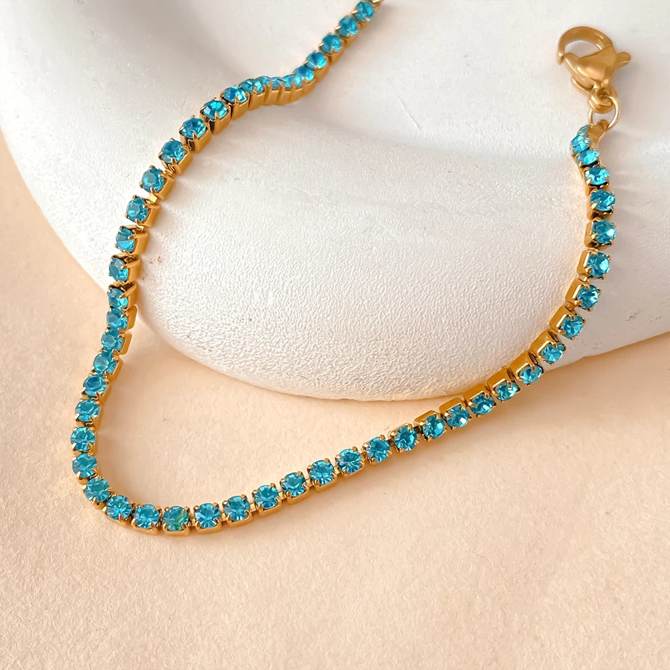 Bracelet Doré en Acier Inoxydable avec Zircone Coloré | Argentéa