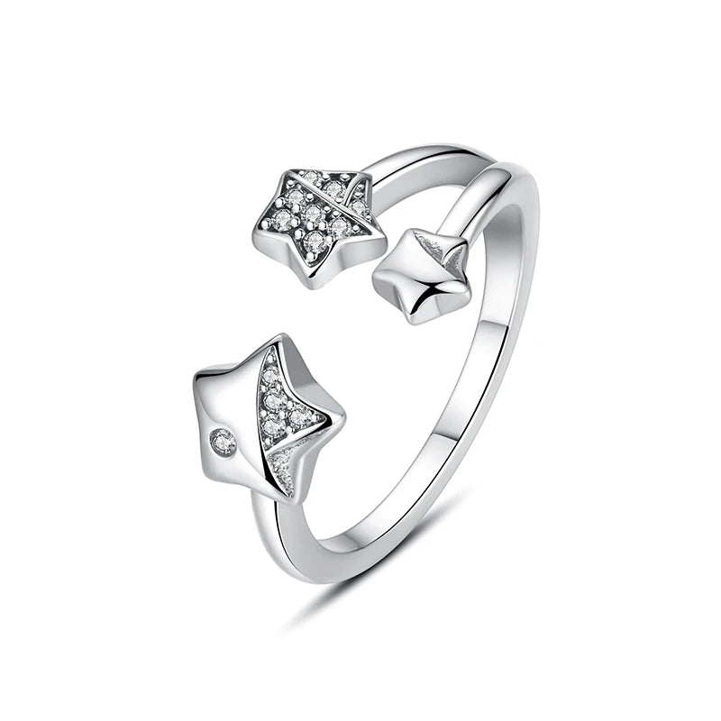 Bague Ouverte Trois Étoiles Argent 925