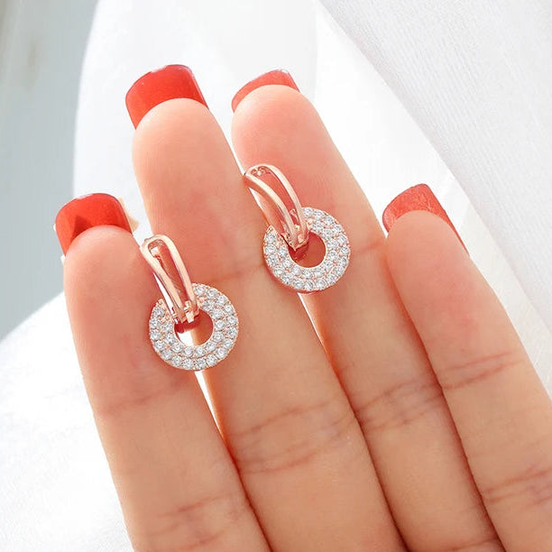 Créoles pendantes femme argent 925 zircon AAA rond