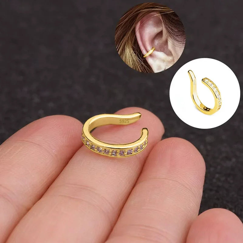 Ear cuff femme argent 925 forme C zircon sans perçage