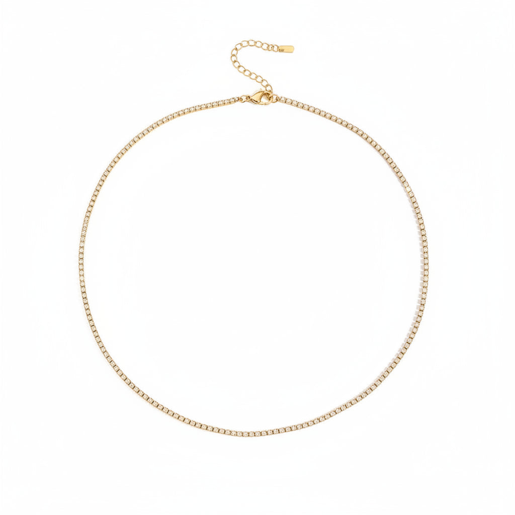 Collier Cristal Doré en Acier Inoxydable | Argentéa