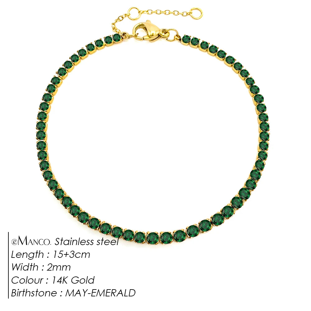 Bracelet Doré en Acier Inoxydable avec Zircone Coloré | Argentéa