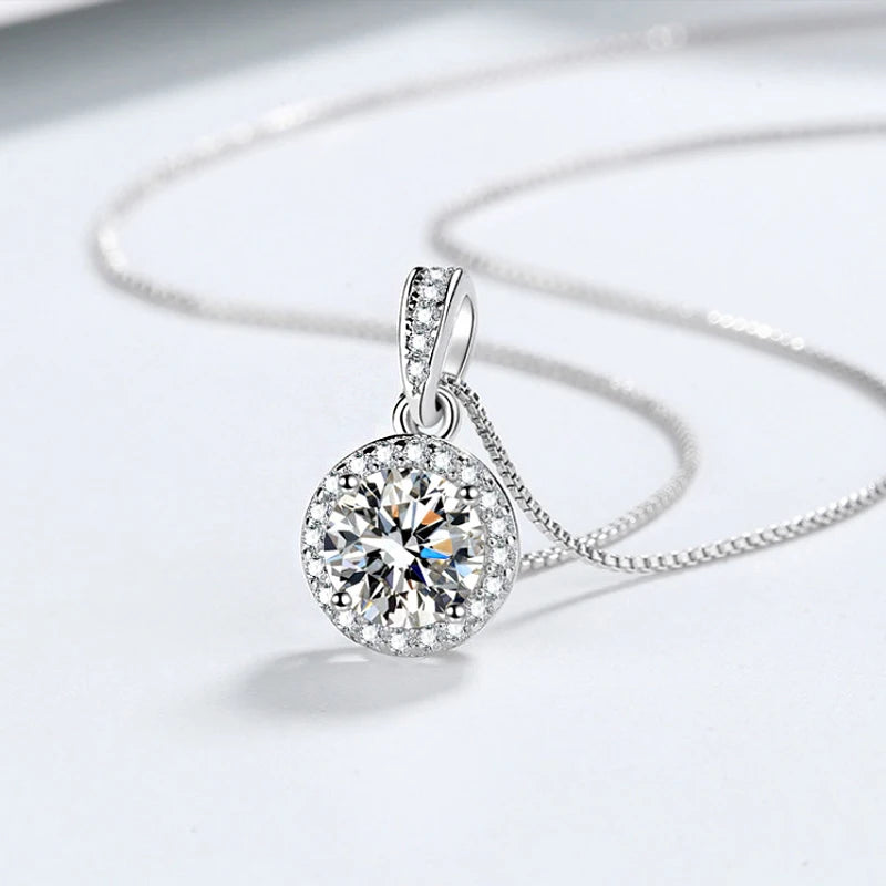Collier femme argent 925 pendentif rond zircon AAA